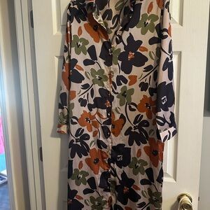 Karlie Leaf Print Blouse in Olive and Navy